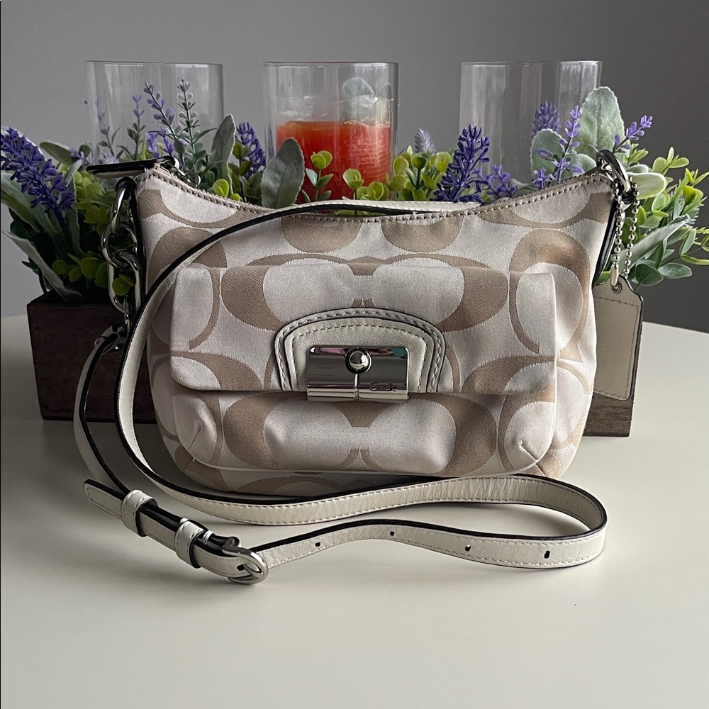 COACH  East West Crossbody Handbag Optic C Beige